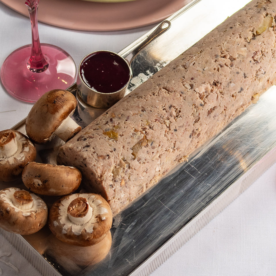 Terrine de Cogumelos, Pato e Maça Verde confit