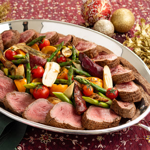 Roastbeef Filet Mignon com Caçarola de Legumes (Palmito- Abóbora e Batata Doce) e acompanha Molho Roti