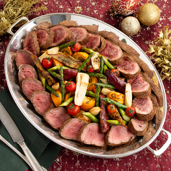 Roastbeef Filet Mignon com Caçarola de Legumes (Palmito- Abóbora e Batata Doce) e acompanha Molho Roti