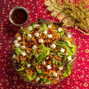 Salada de Damasco com Queijo de Cabra e Vinagrete de Romã