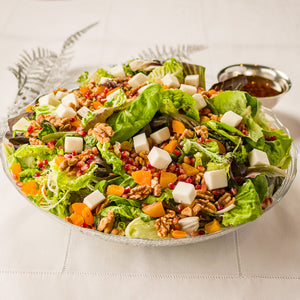 Salada de Damasco com Queijo de Cabra e Vinagrete de Romã