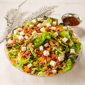 Salada de Damasco com Queijo de Cabra e Vinagrete de Romã