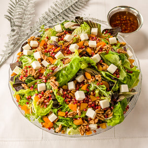 Salada de Damasco com Queijo de Cabra e Vinagrete de Romã