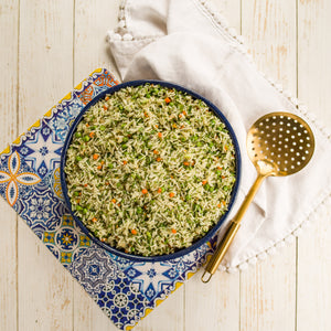 Arroz Byriani (Arroz Basmati- Dill- Cebolinha- Salsa- Cenoura- Ervilha e Cebola Roxa)