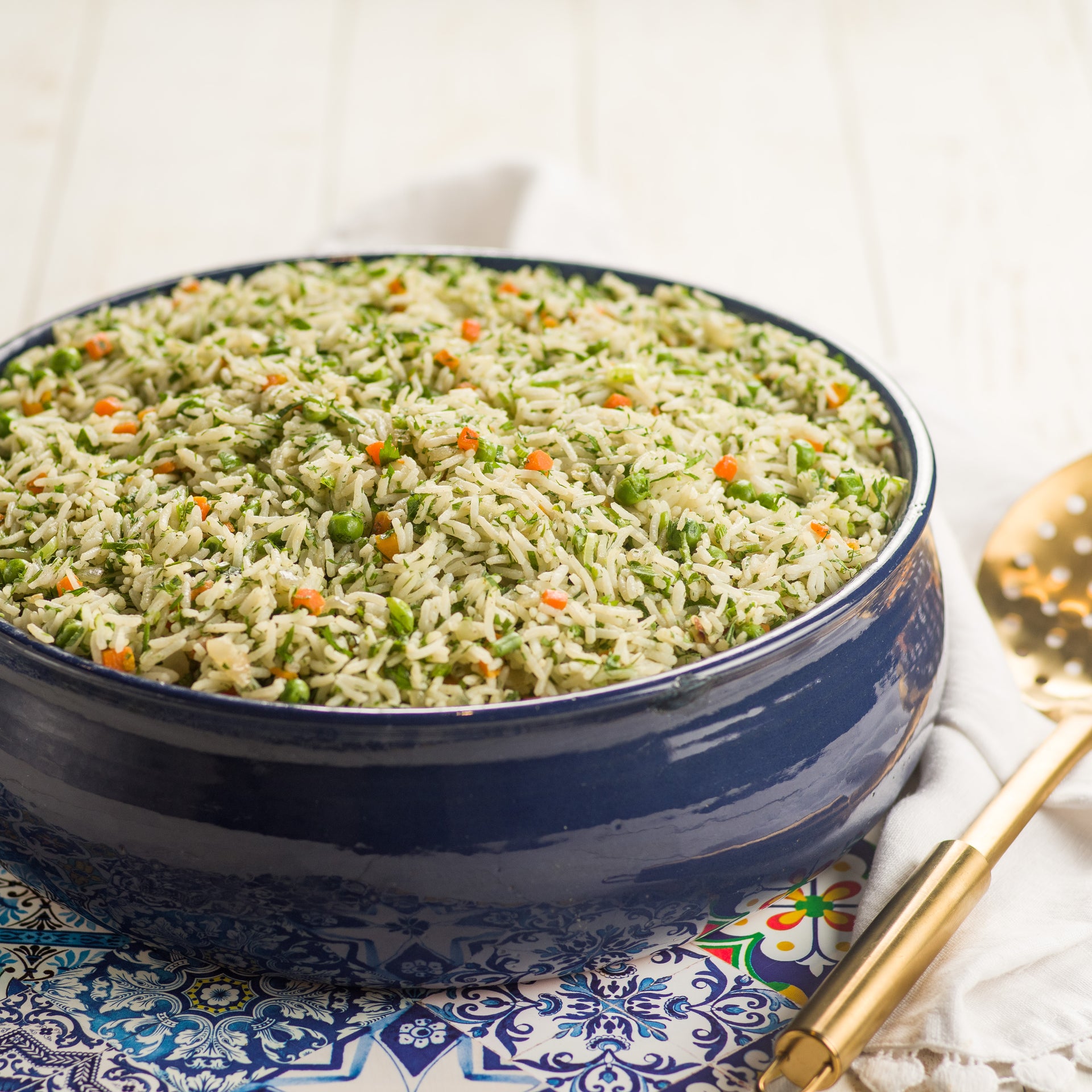 Arroz Byriani (Arroz Basmati- Dill- Cebolinha- Salsa- Cenoura- Ervilha e Cebola Roxa)